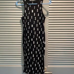Black and white letters & numbers dress